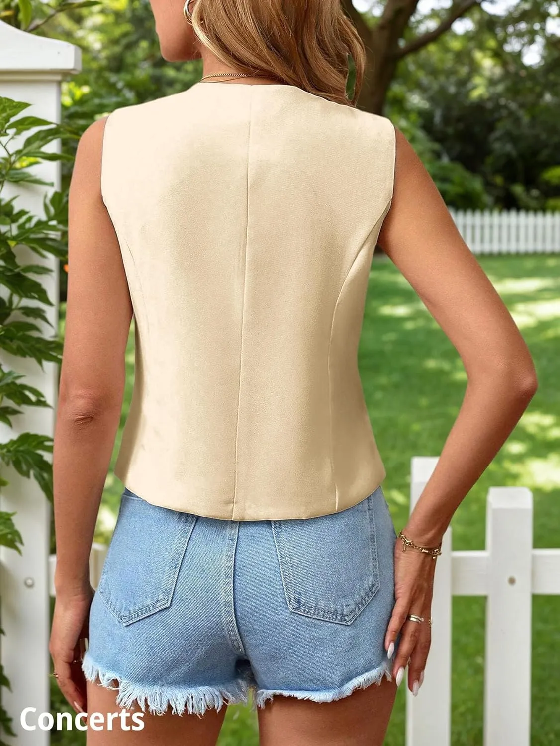 2025 Womens Summer Cropped Vest Tops Sleeveless Lightweight V-Neck Single Breasted Casual Fashion Work Jacket