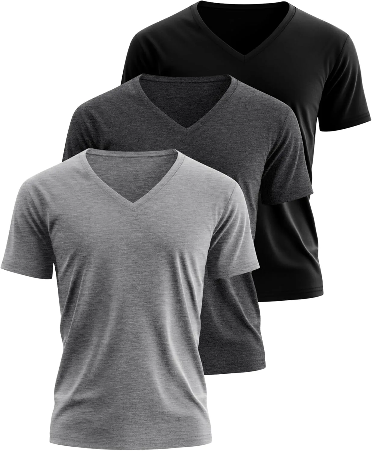 3 Pack Big and Tall Cotton Shirts for Men M-7XL Soft V Neck Shirt Plus Size Short Sleeve Tee Undershirt Casual Tops
