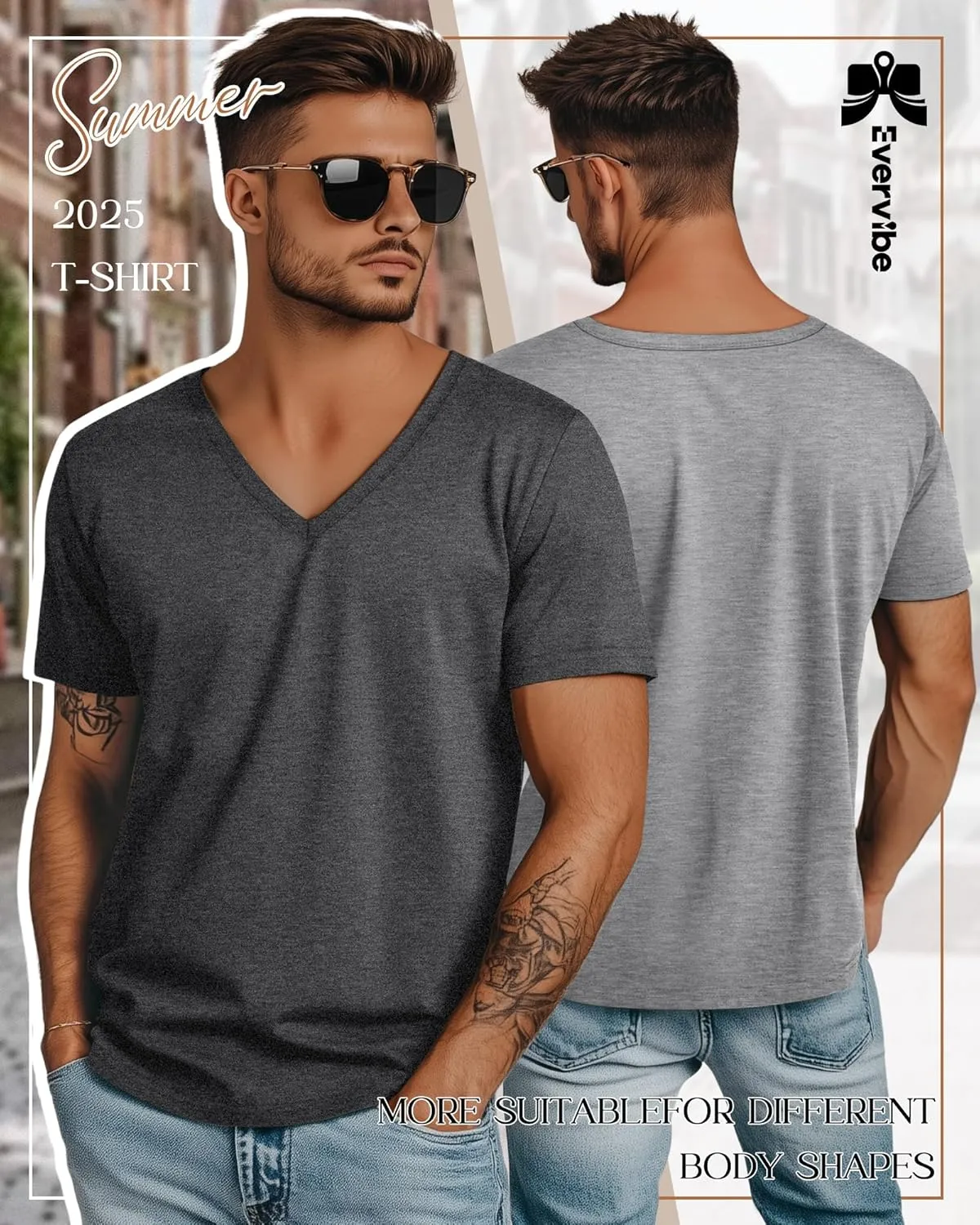 3 Pack Big and Tall Cotton Shirts for Men M-7XL Soft V Neck Shirt Plus Size Short Sleeve Tee Undershirt Casual Tops