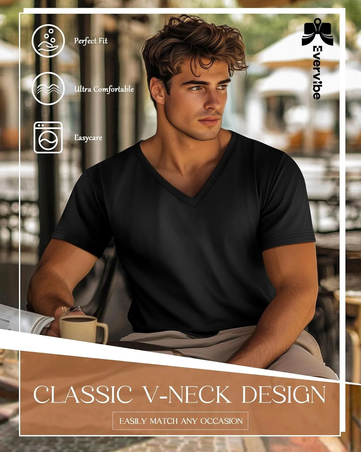 3 Pack Big and Tall Cotton Shirts for Men M-7XL Soft V Neck Shirt Plus Size Short Sleeve Tee Undershirt Casual Tops