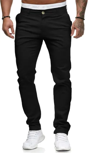 ALLABREVE Men's Chinos Casual Dress Pants Slim Fit Skinny Stretch Flat-Front Lightweight Comfort Slacks