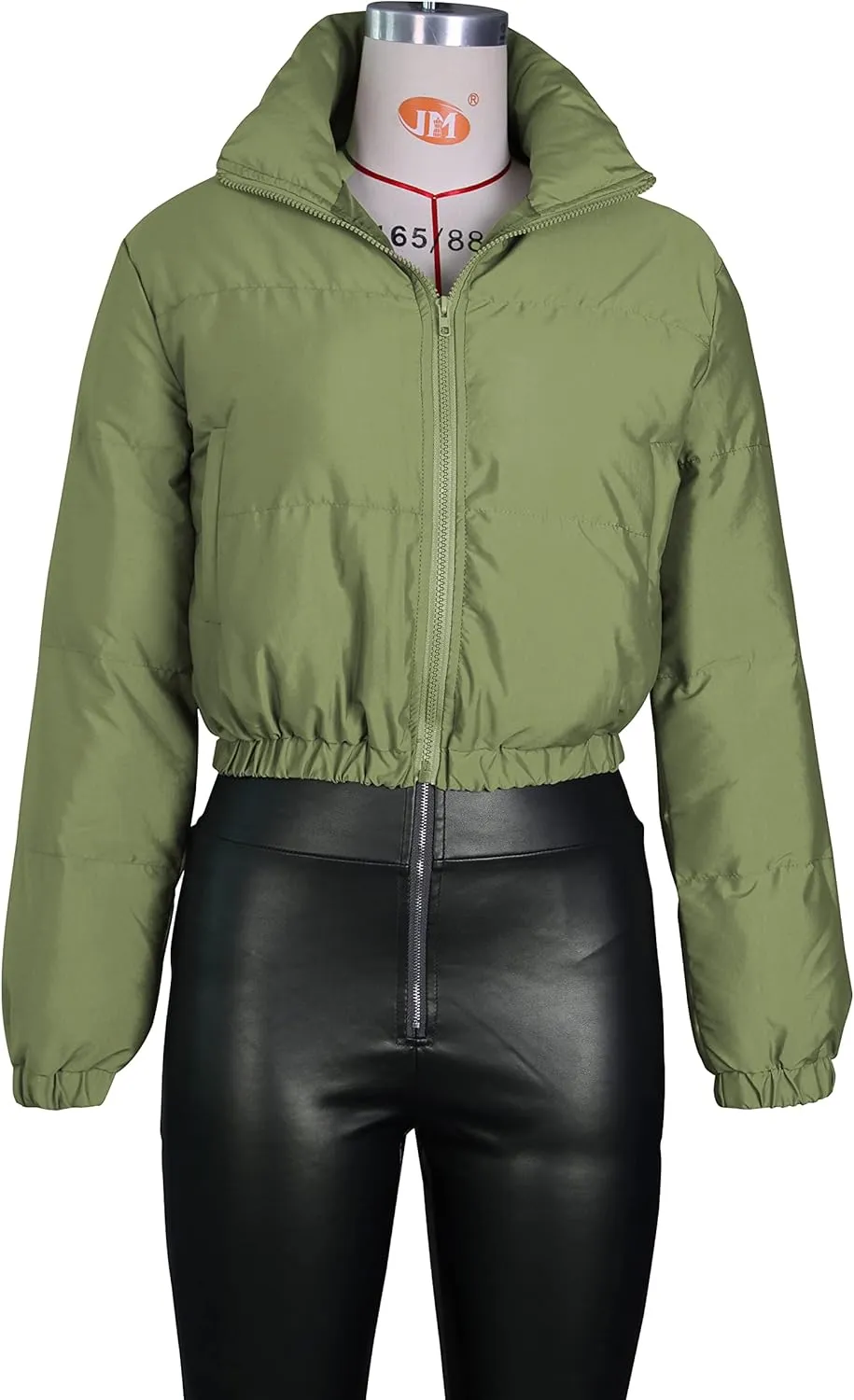 Alunzoem Puffer Jacket Womens Casual Long Sleeve Zip Up Winter Short Down Coat