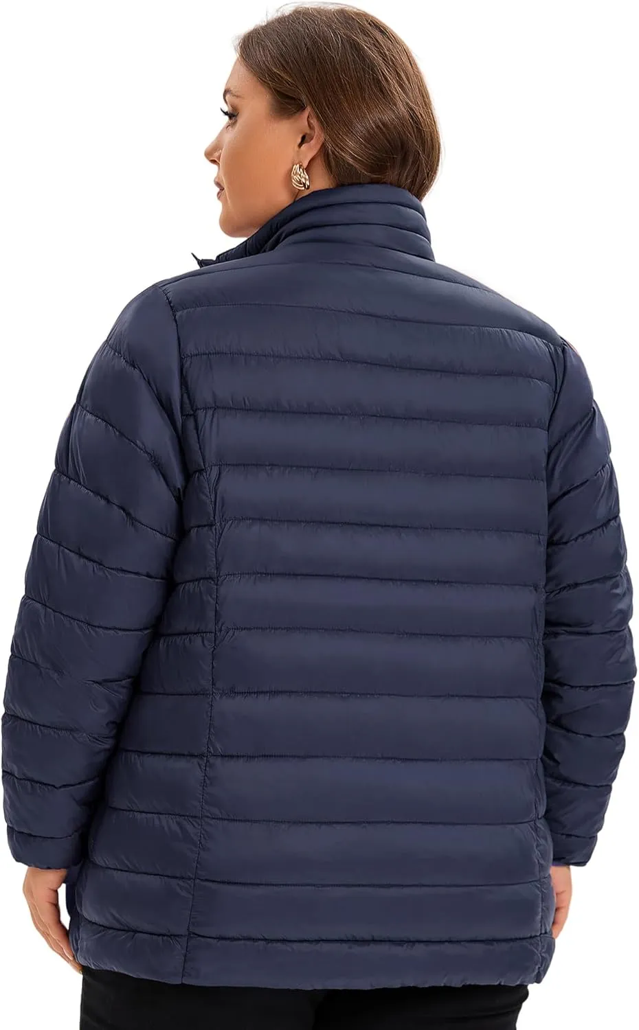 ANOTHER CHOICE Plus Size Puffer Jacket for Women, Lightweight Packable Stand Collar Winter Puffer Coat