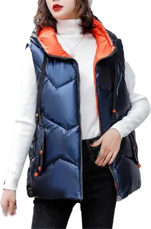 Autumn Winter Sleeveless Jackets Women Hooded Cotton Padded Down Vest Loose Warm Thick Windproof Waistcoat