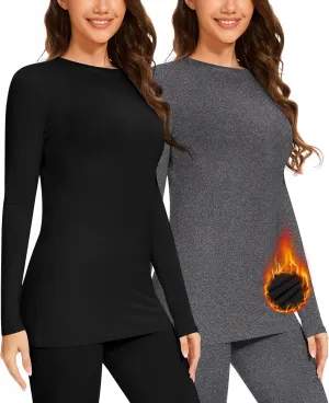 BESTENA Long Sleeve Undershirt for Women, Soft Thermal Shirts with Warm Fleece Lining, Base Layer Thermal Tops