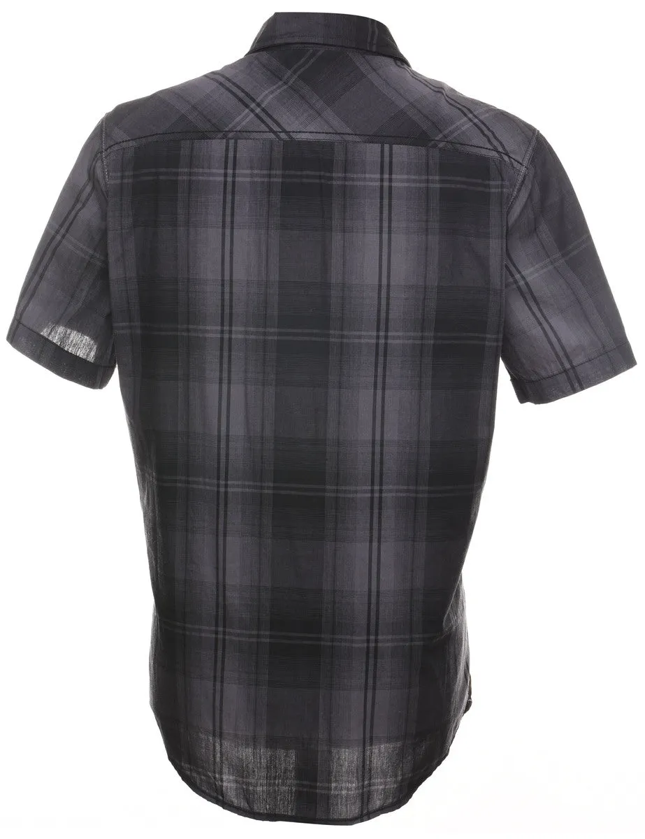 Black & Grey Western Checked Shirt - L