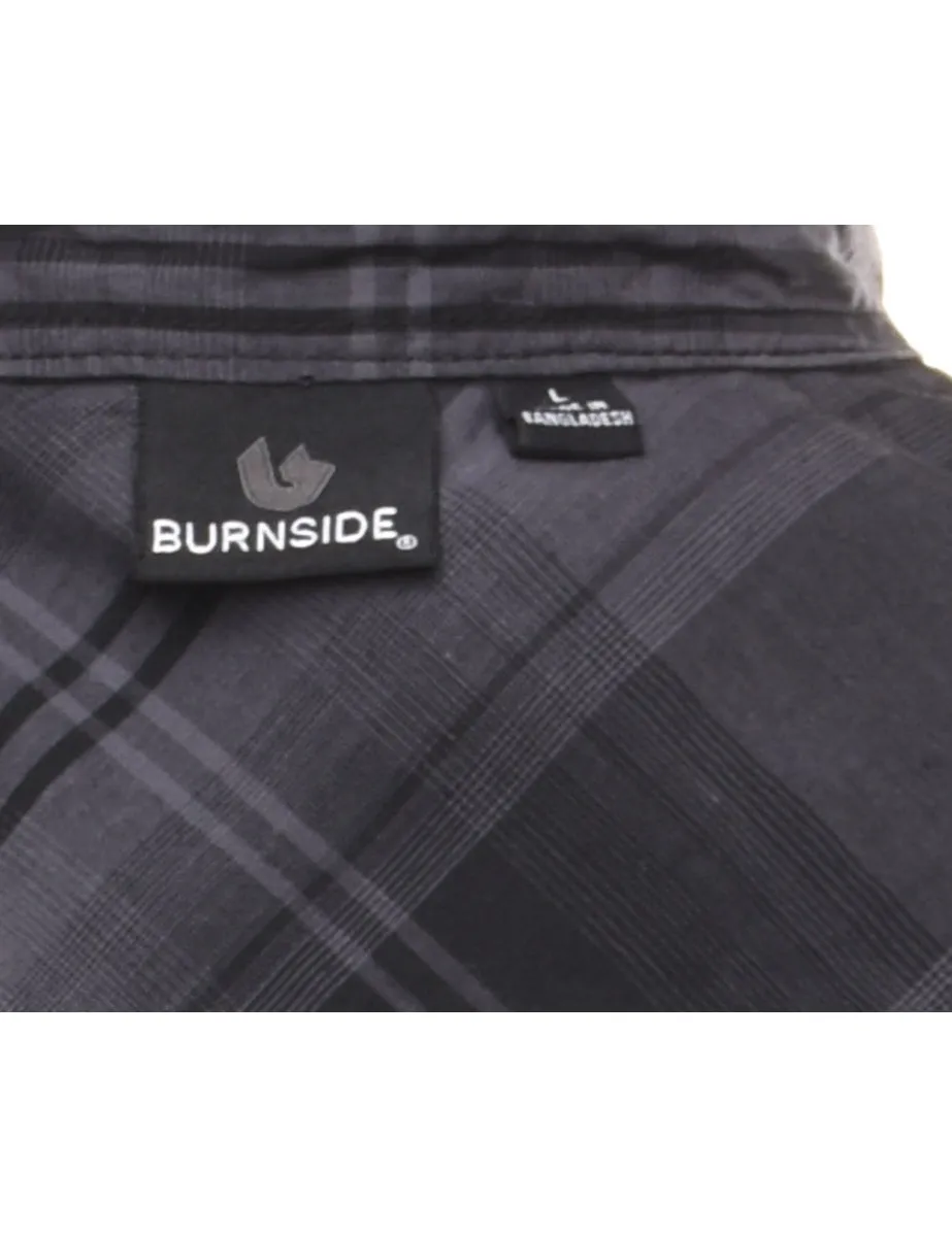 Black & Grey Western Checked Shirt - L