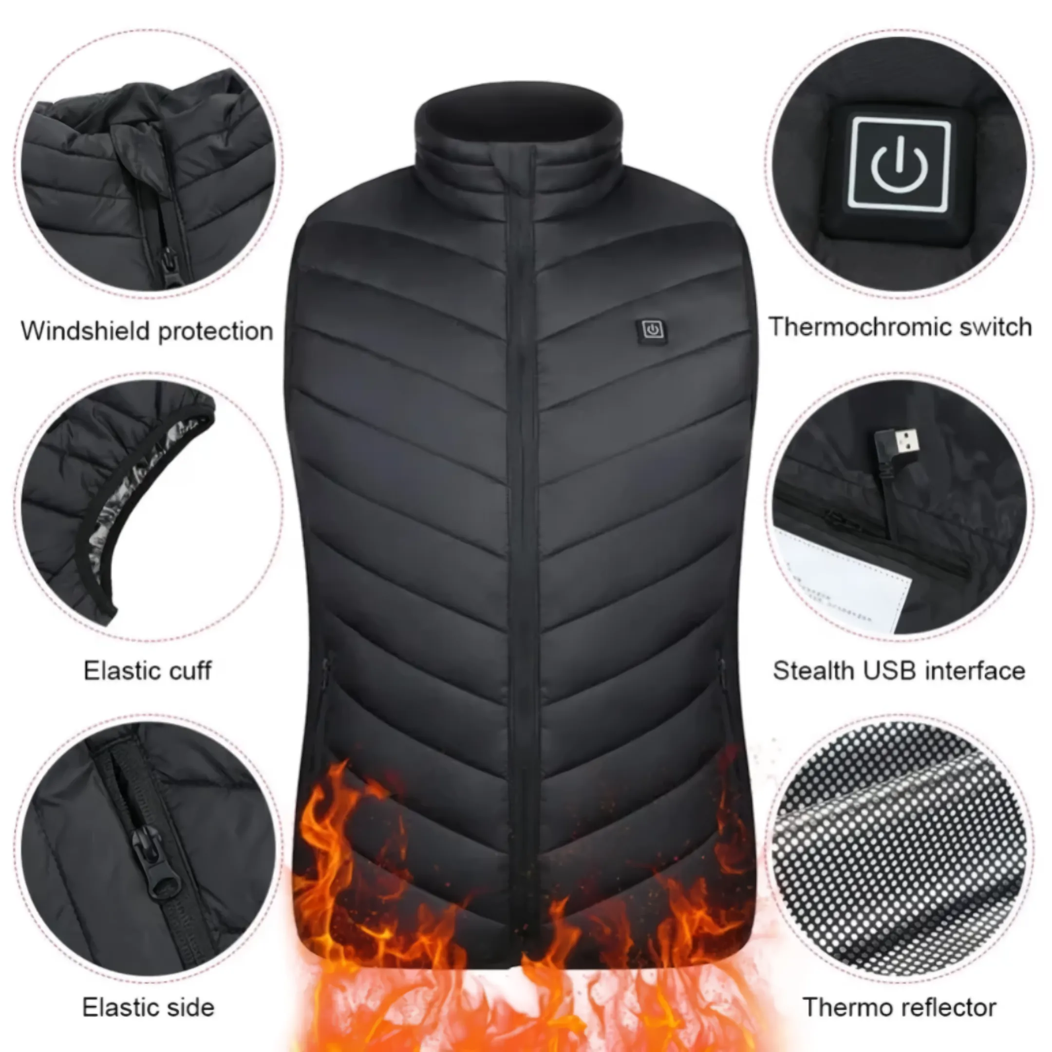Black Heated Vest For Men