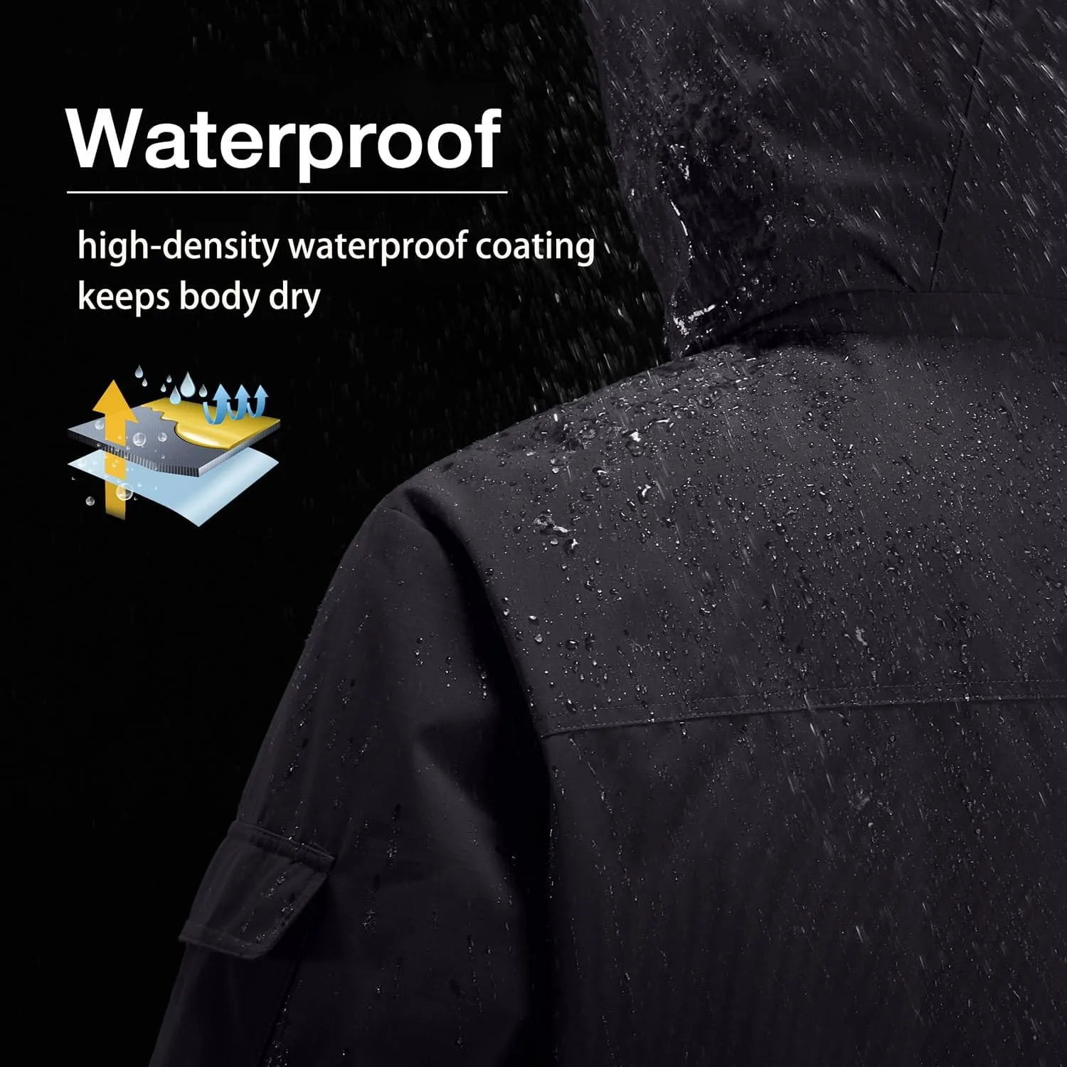 CAMEL CROWN Men's Waterproof Ski Jackets Winter Coats Snow Jacket Adjustable Fleece Windbreaker Windproof Outdoor RainJackets