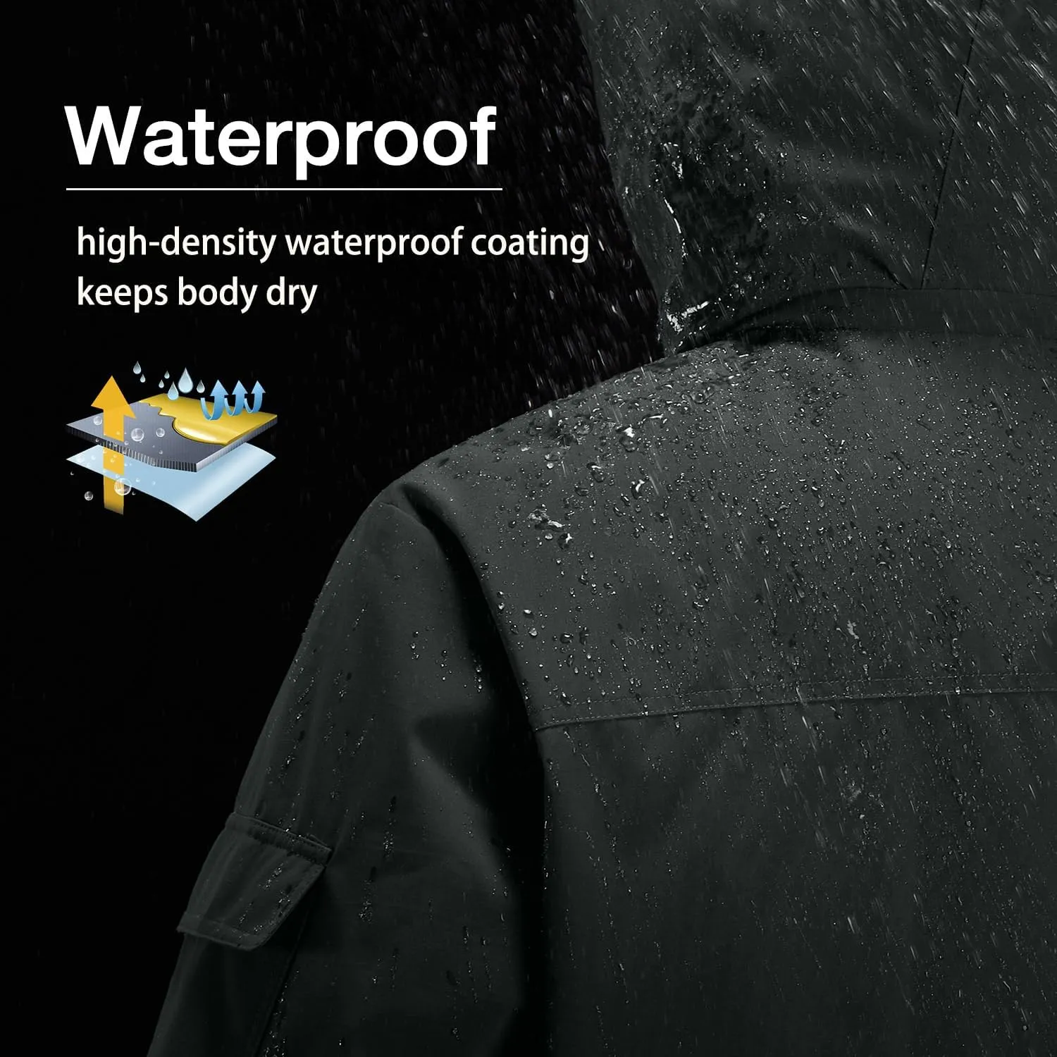 CAMEL CROWN Men's Waterproof Ski Jackets Winter Coats Snow Jacket Adjustable Fleece Windbreaker Windproof Outdoor RainJackets