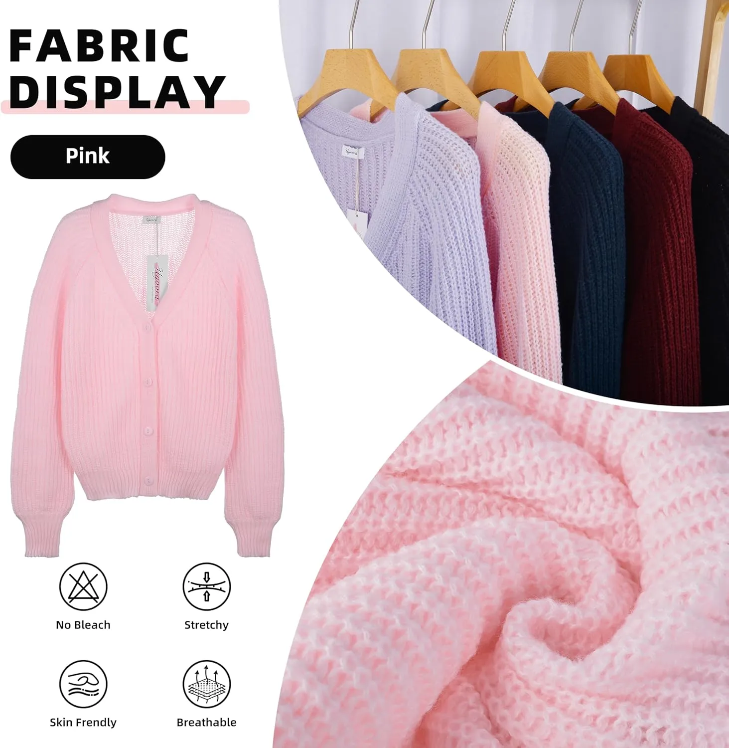 Cardigan Sweaters for Women 2024 Loose Long Sleeve V Neck Lightweight Button Down Open Front Cable Knit Sweater Top