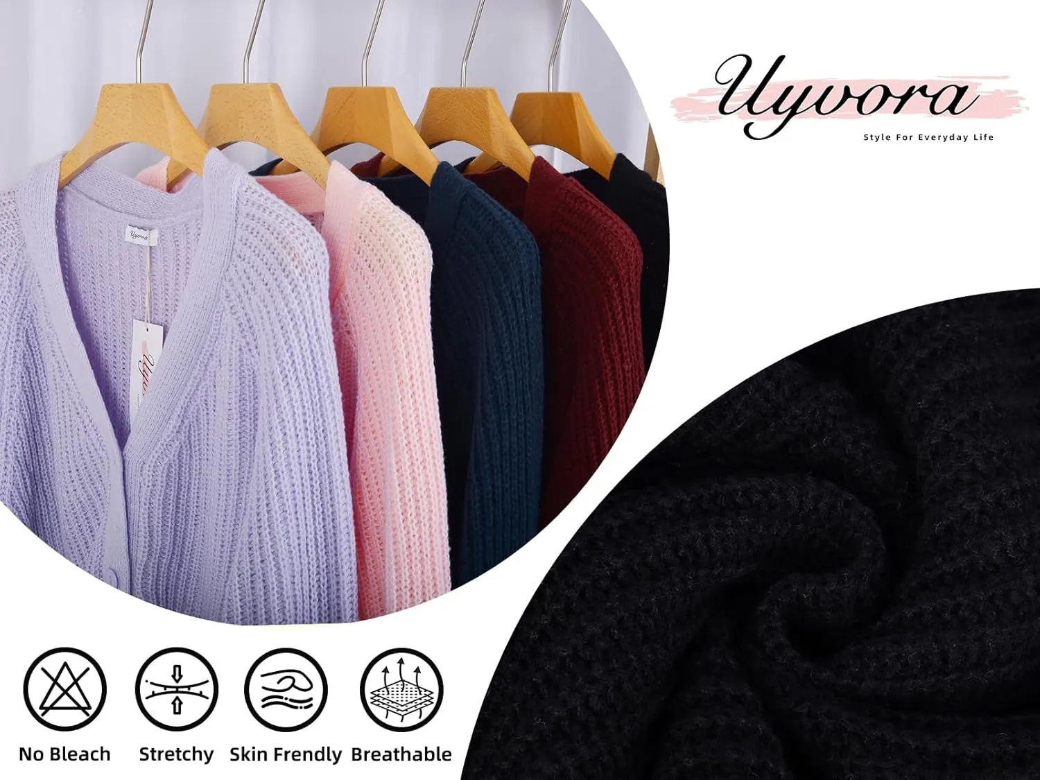 Cardigan Sweaters for Women 2024 Loose Long Sleeve V Neck Lightweight Button Down Open Front Cable Knit Sweater Top