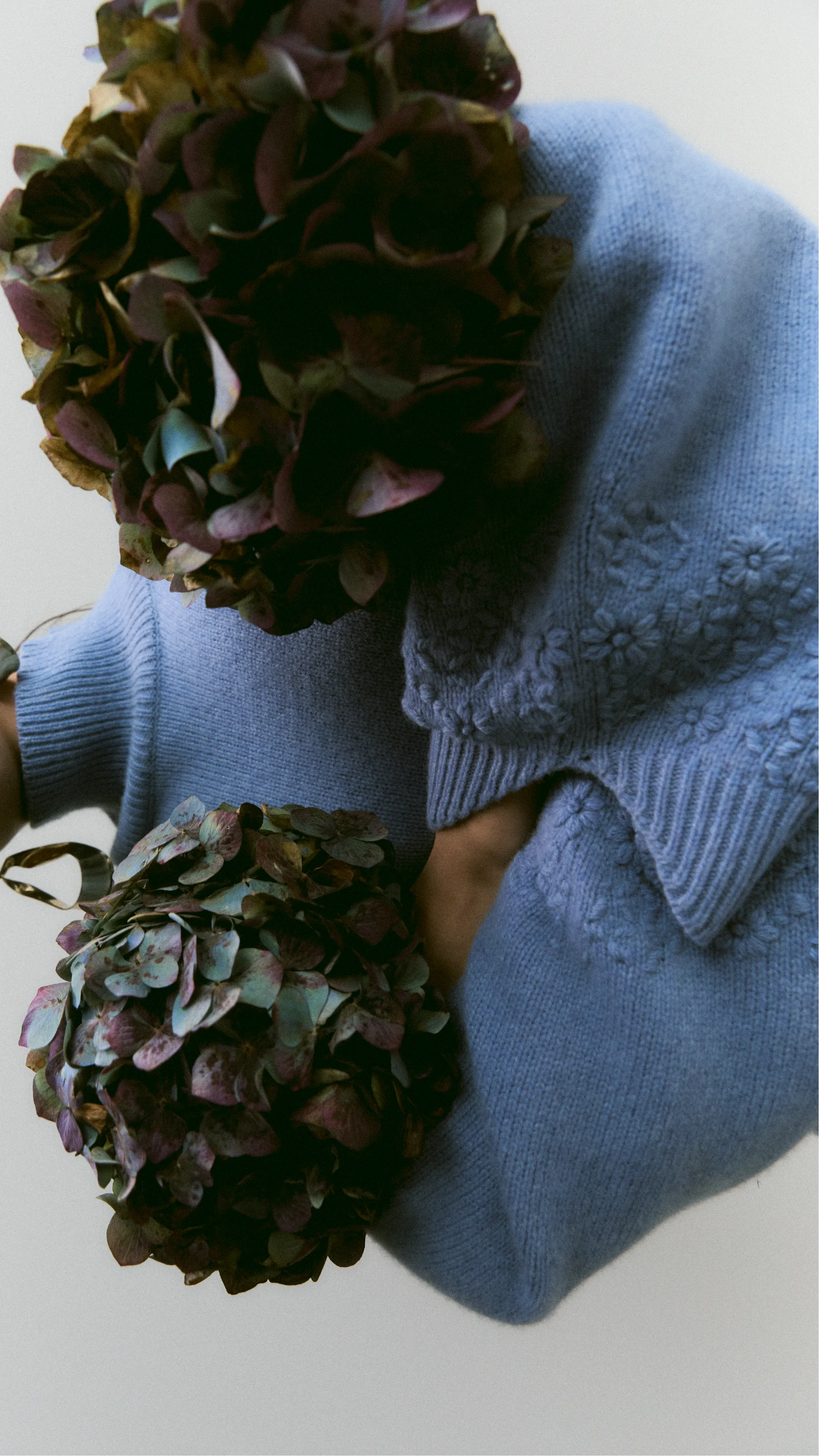 Carla Wool Embroidery Knit | Chambray Marle