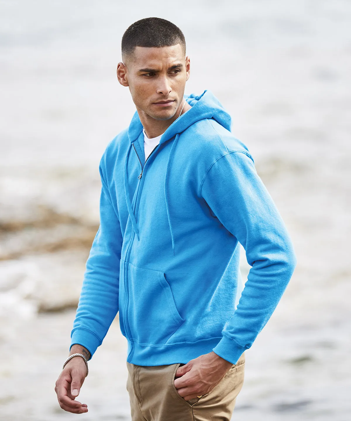 Classic 80/20 hooded sweatshirt jacket | Heather Grey