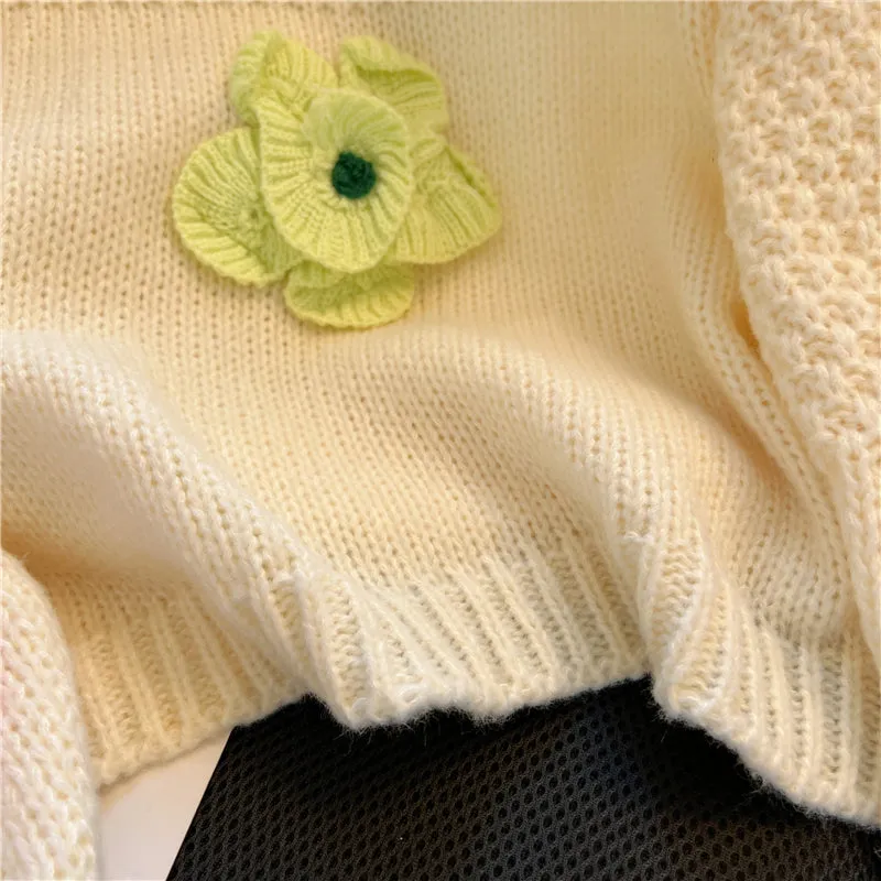 Colorful Crochet Floral Soft Sweater