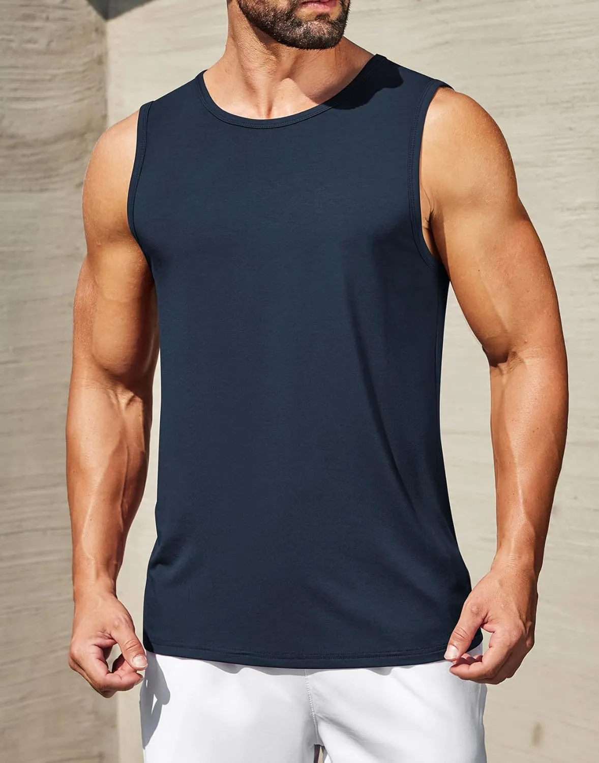 COOFANDY Mens Casual Tank Tops Moisture Wicking Muscle Sleeveless Shirts Soft Bamboo Viscose Tank Shirt 2 Pack