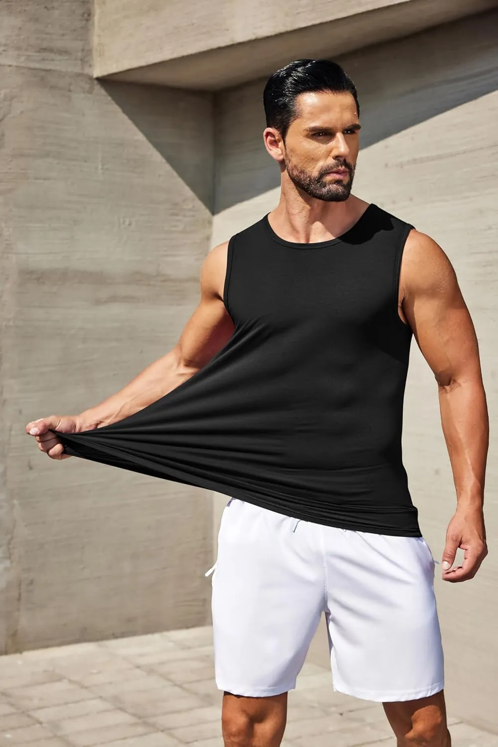 COOFANDY Mens Casual Tank Tops Moisture Wicking Muscle Sleeveless Shirts Soft Bamboo Viscose Tank Shirt 2 Pack