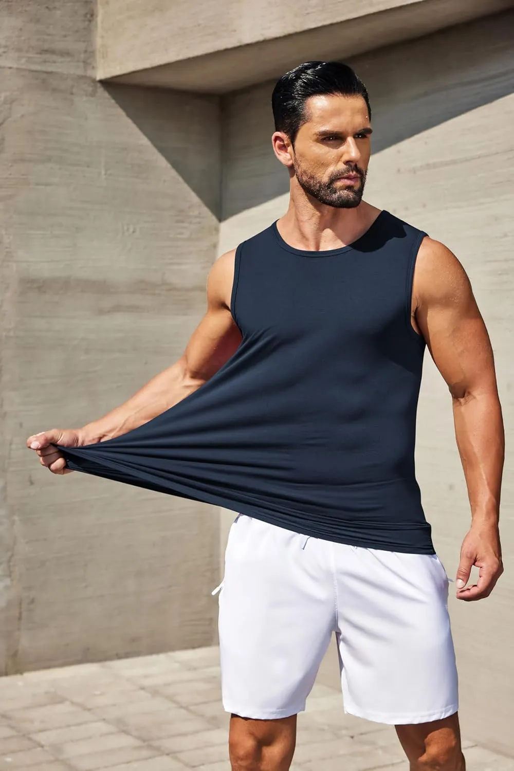 COOFANDY Mens Casual Tank Tops Moisture Wicking Muscle Sleeveless Shirts Soft Bamboo Viscose Tank Shirt 2 Pack