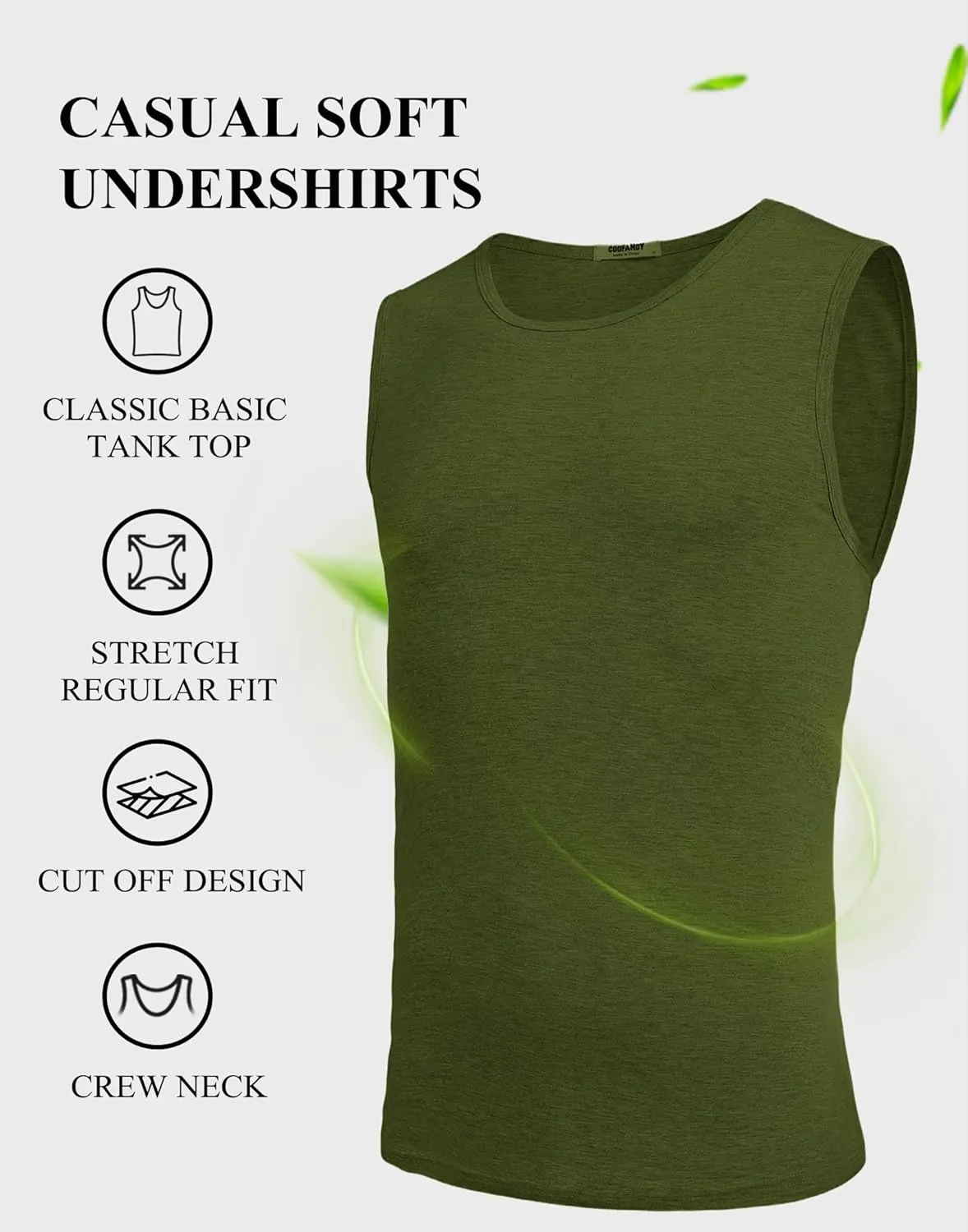 COOFANDY Mens Casual Tank Tops Moisture Wicking Muscle Sleeveless Shirts Soft Bamboo Viscose Tank Shirt 2 Pack
