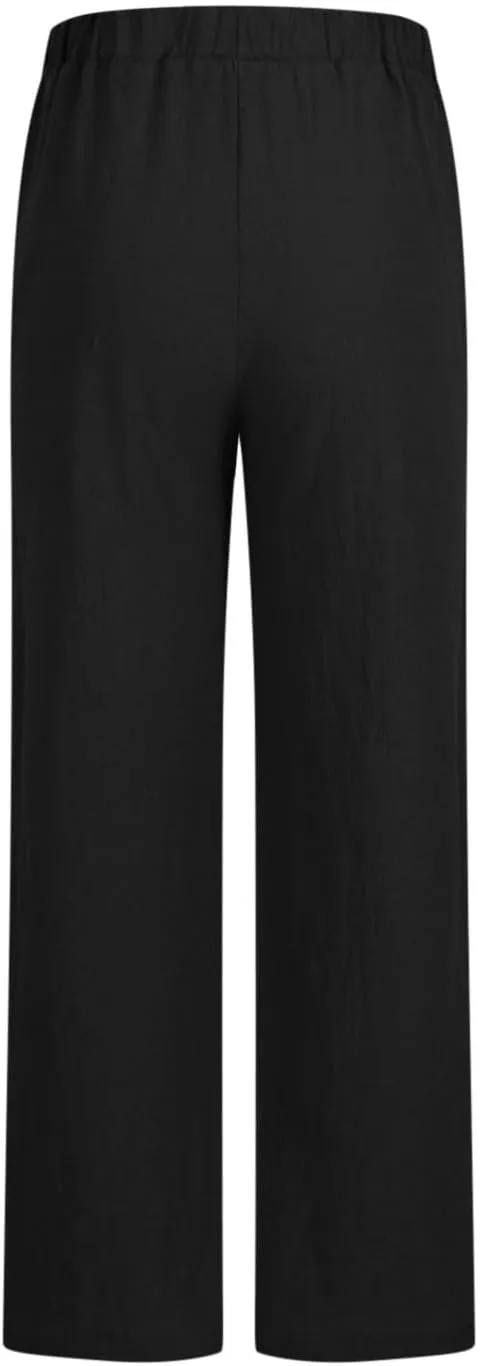 Cotton Linen Pants Womens Straight Leg Pants Loose Casual Comfy Lounge High Waist Trousers 2025 Comfort Joggers Slacks