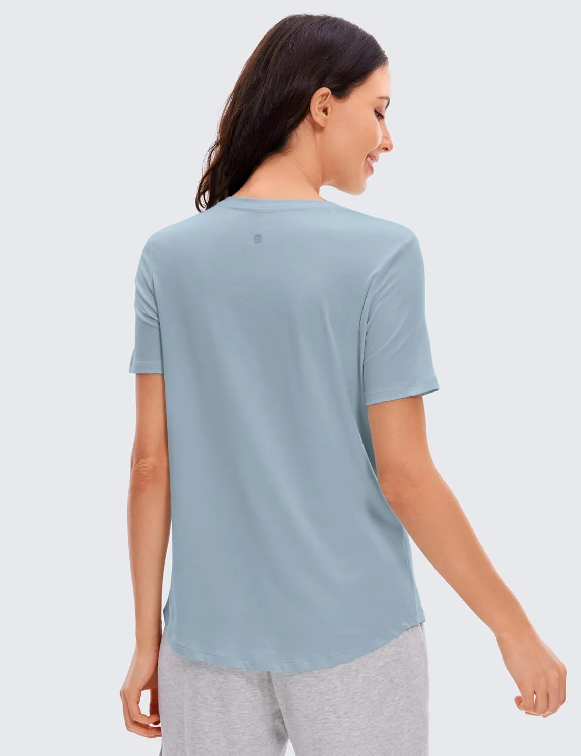 CRZ YOGA Women's Pima Cotton Short Sleeve Workout Shirts Casual Yoga T-Shirt Soft Athletic Top