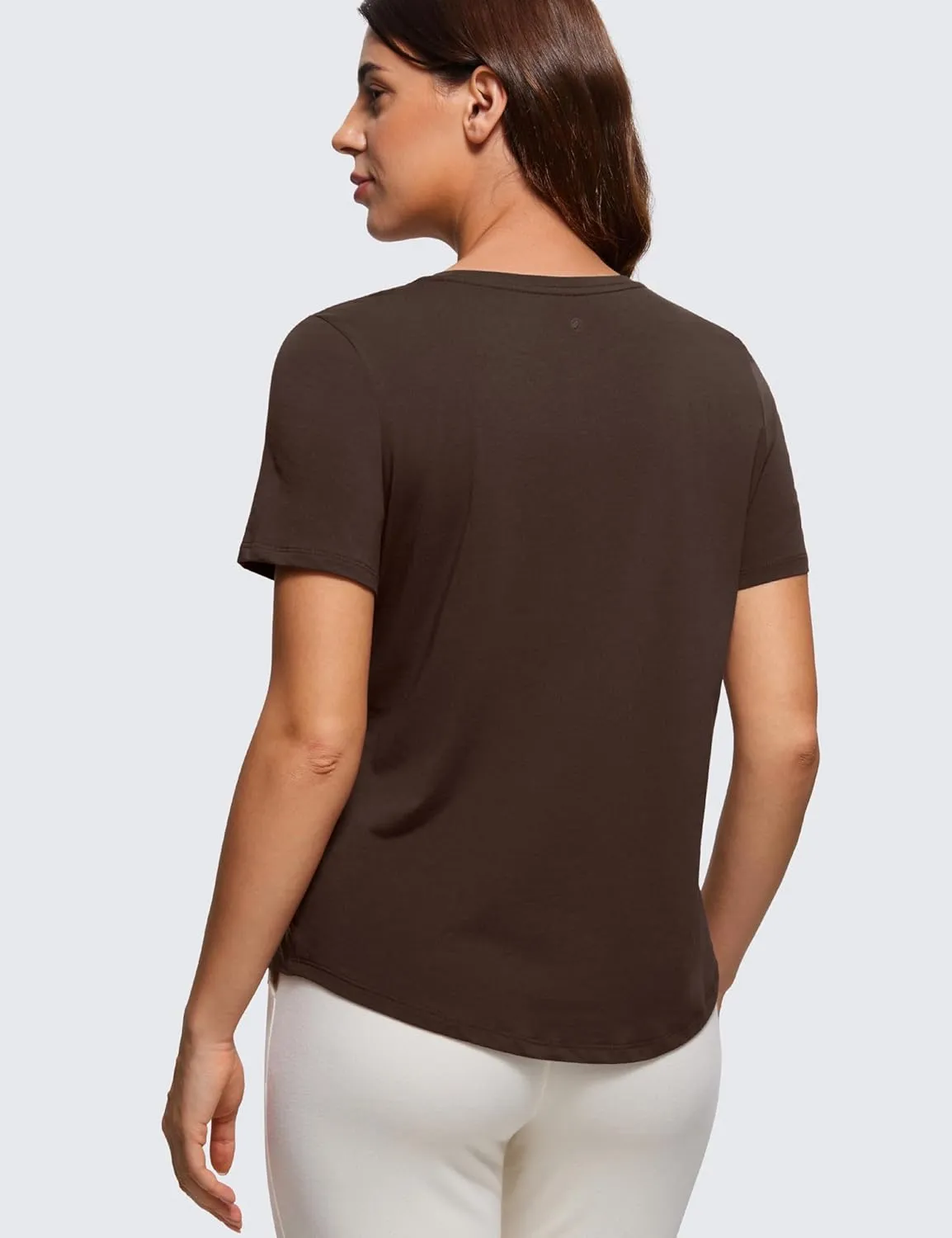 CRZ YOGA Women's Pima Cotton Short Sleeve Workout Shirts Casual Yoga T-Shirt Soft Athletic Top