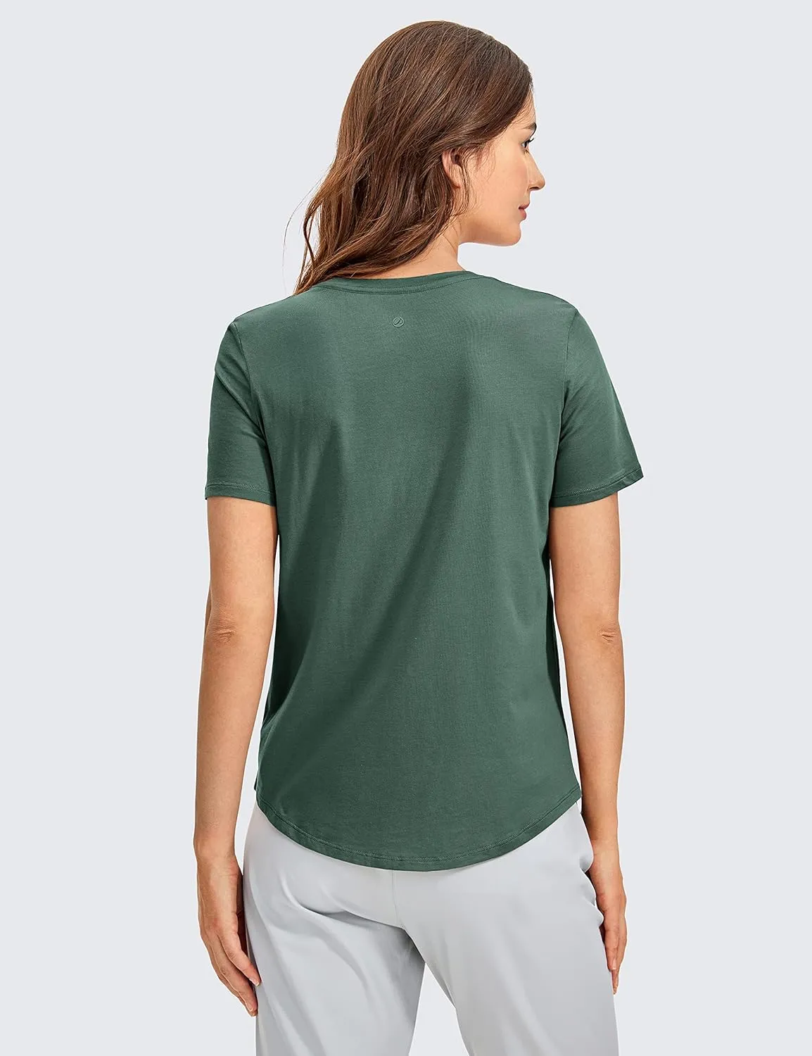 CRZ YOGA Women's Pima Cotton Short Sleeve Workout Shirts Casual Yoga T-Shirt Soft Athletic Top