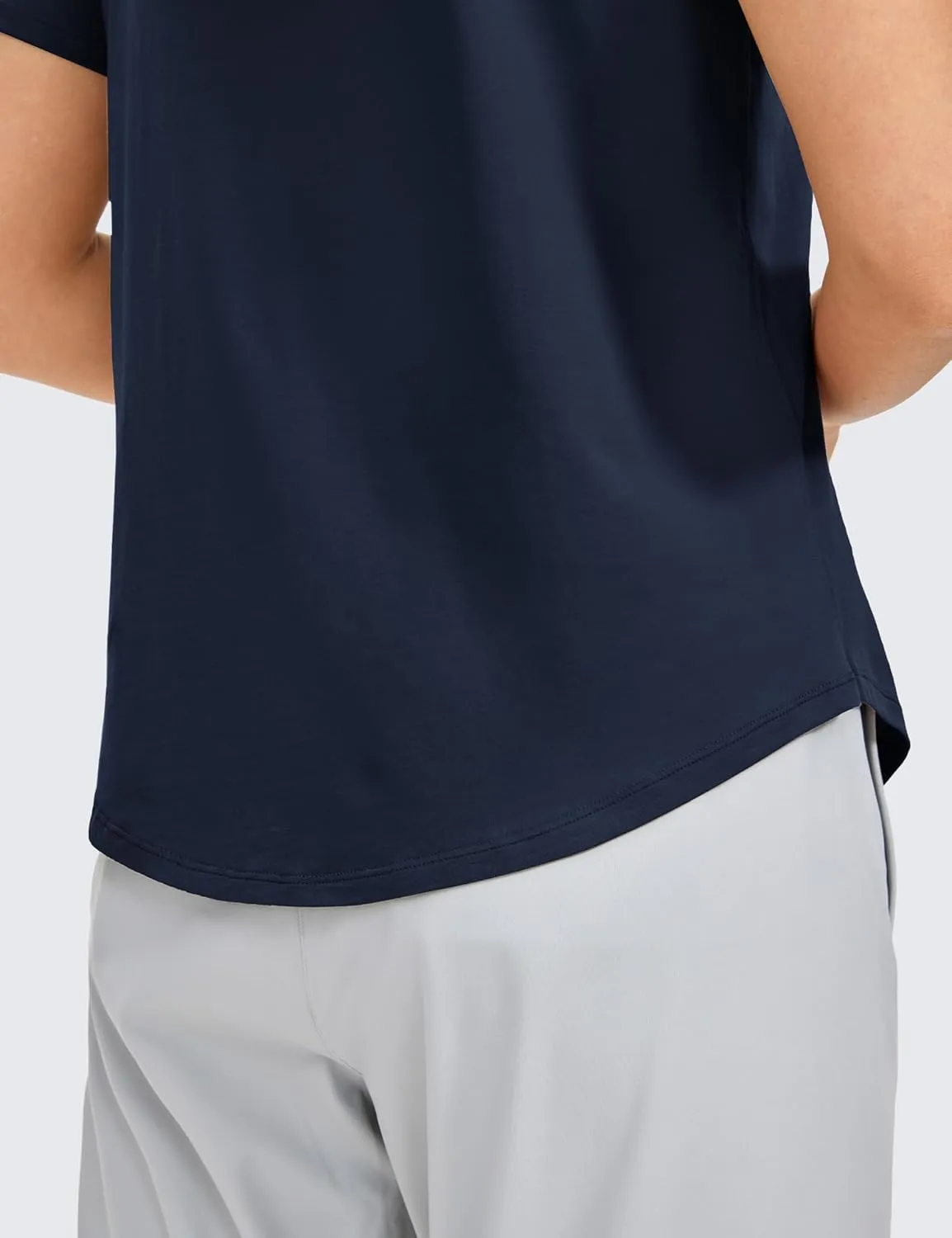 CRZ YOGA Women's Pima Cotton Short Sleeve Workout Shirts Casual Yoga T-Shirt Soft Athletic Top