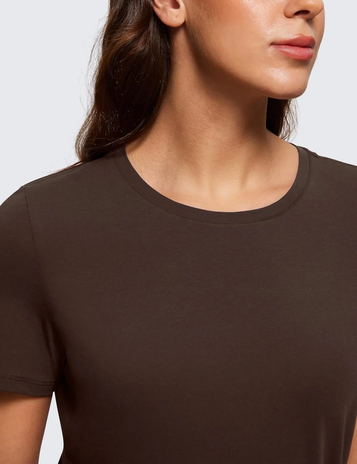 CRZ YOGA Women's Pima Cotton Short Sleeve Workout Shirts Casual Yoga T-Shirt Soft Athletic Top