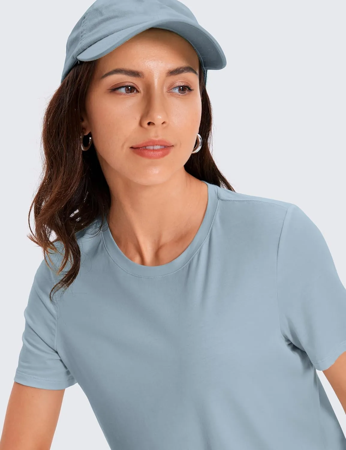 CRZ YOGA Women's Pima Cotton Short Sleeve Workout Shirts Casual Yoga T-Shirt Soft Athletic Top