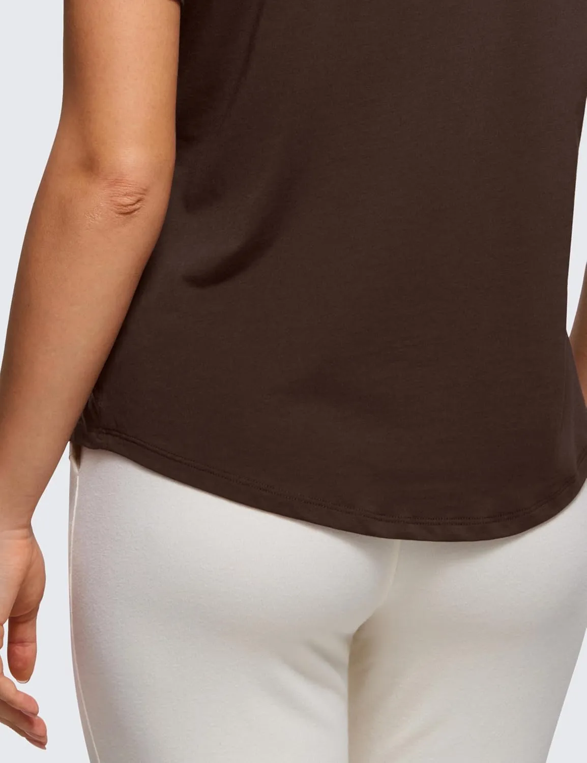 CRZ YOGA Women's Pima Cotton Short Sleeve Workout Shirts Casual Yoga T-Shirt Soft Athletic Top