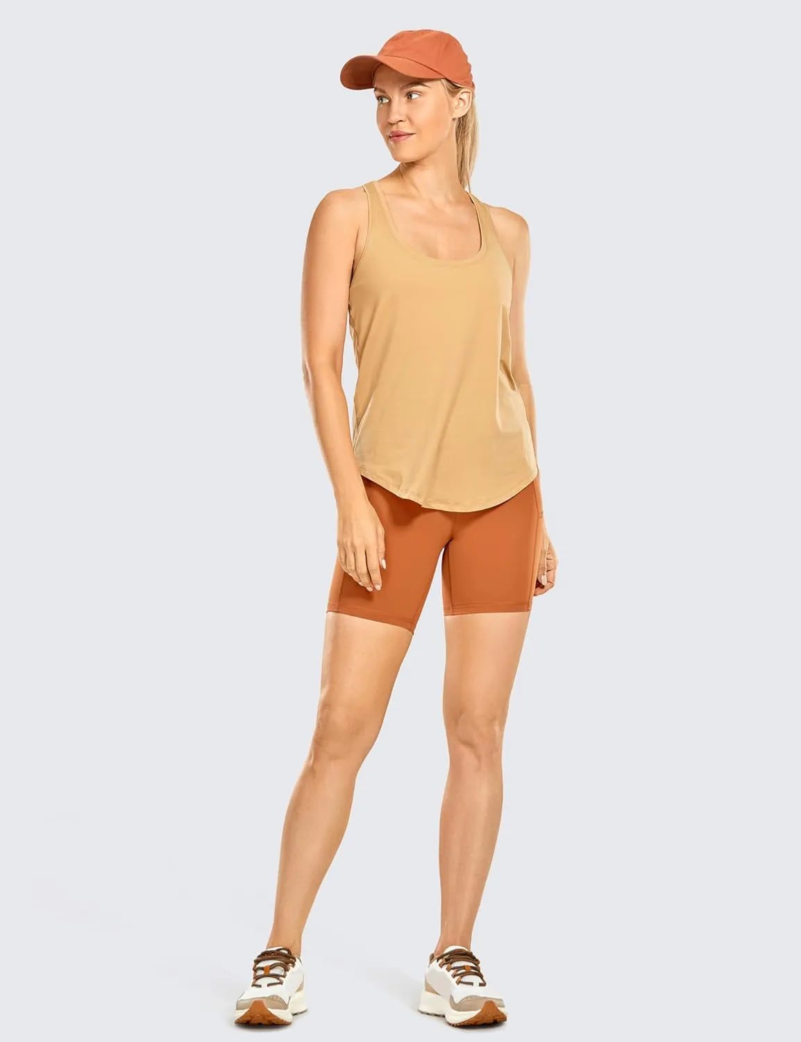 CRZ YOGA Women's Racerback Workout Tank Tops Loose Fit - Soft Pima Cotton Athletic Yoga Shirts Lightweight