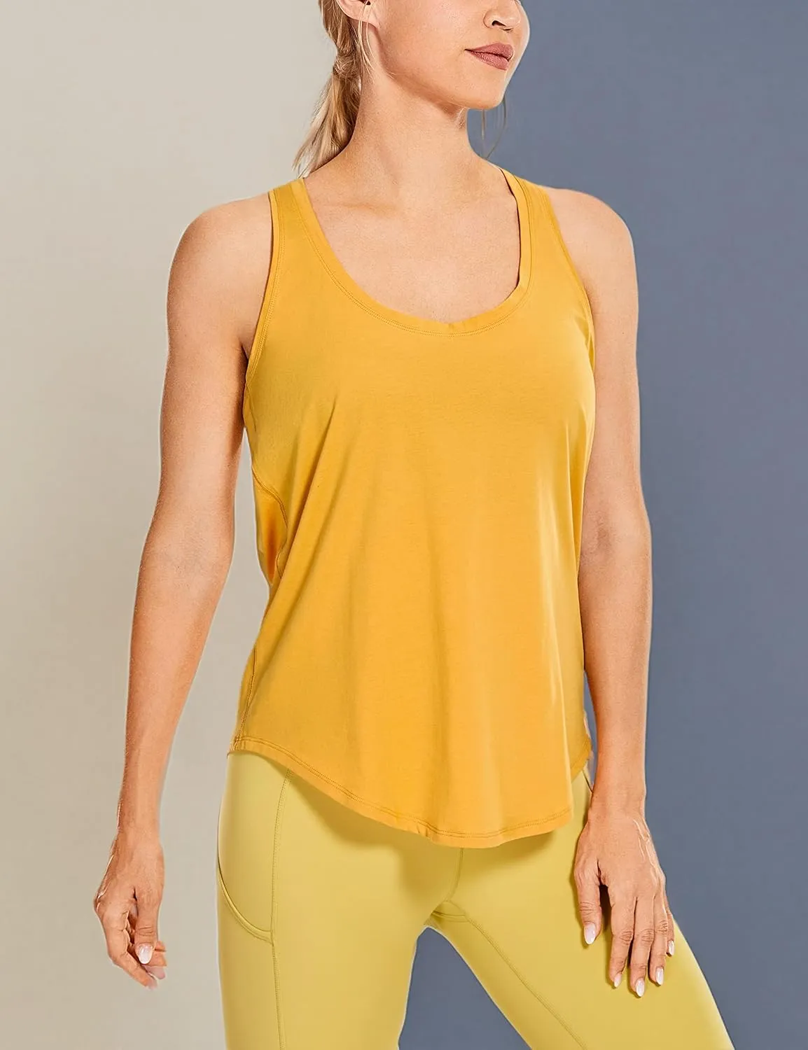 CRZ YOGA Women's Racerback Workout Tank Tops Loose Fit - Soft Pima Cotton Athletic Yoga Shirts Lightweight