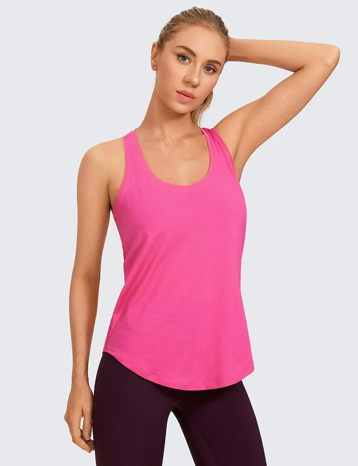 CRZ YOGA Women's Racerback Workout Tank Tops Loose Fit - Soft Pima Cotton Athletic Yoga Shirts Lightweight