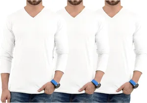 Decrum Long Sleeves Shirts for Men - Pack of 3 V-Neck Soft Breathable Full Sleeve T Shirt Mens Multipack