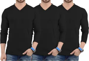 Decrum Long Sleeves Shirts for Men - Pack of 3 V-Neck Soft Breathable Full Sleeve T Shirt Mens Multipack