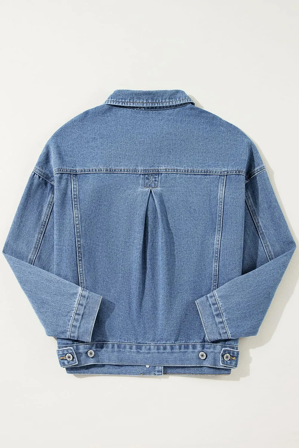 Ecosunny Womens Casual Long Sleeve Button Down Shirt Jacket Stripe Washed Oversize Pocketed Denim Lightweight Coat Tops