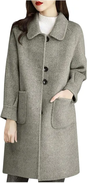 Fall Trench Coat for Women, Mid Long Outerwear Windproof Classic Solid Overcoat Casual Slim Outdoor Jackets