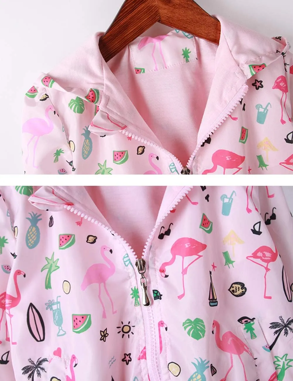 Feidoog Kids Baby Toddler Girls Cartoon Spring Fall Outerwear Windbreaker Zipper Hooded Jackets Coat