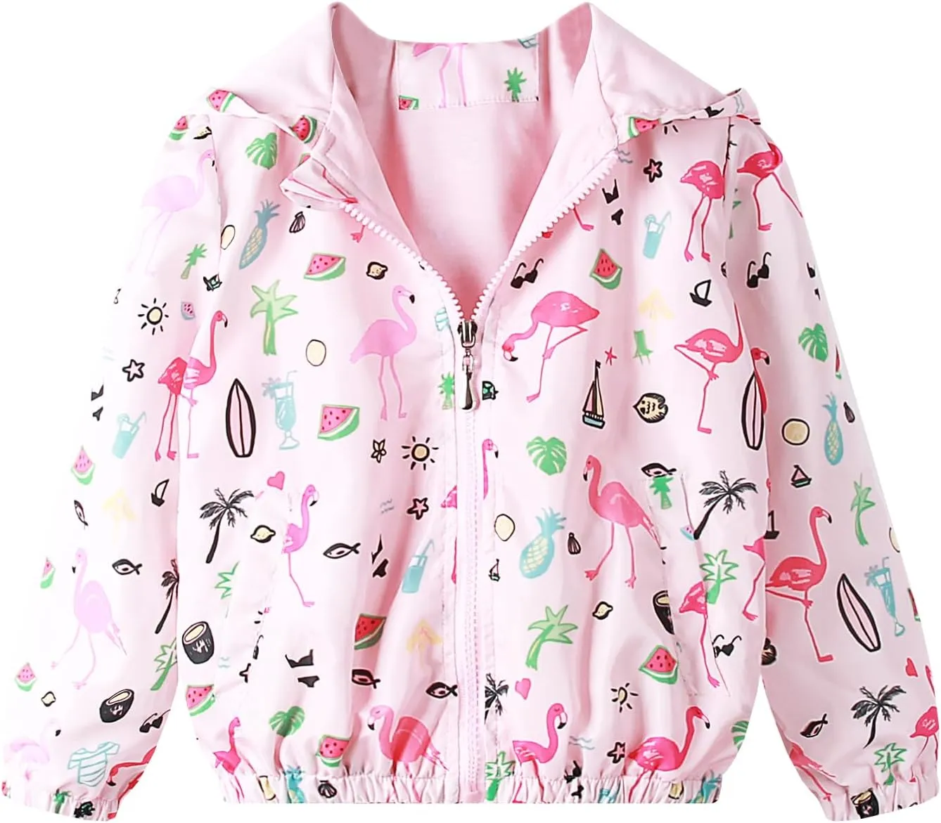 Feidoog Kids Baby Toddler Girls Cartoon Spring Fall Outerwear Windbreaker Zipper Hooded Jackets Coat