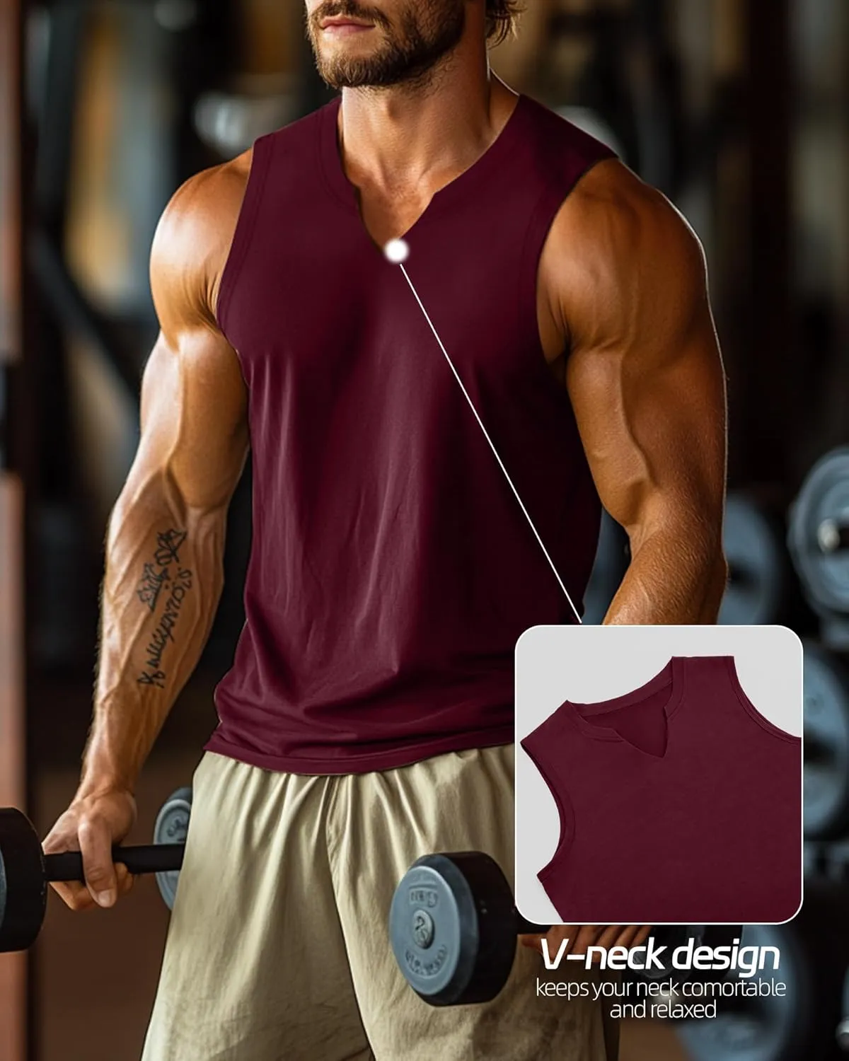 Ficerd 3 Pack Men's Big and Tall Muscle Tank Tops Cotton V Neck Sleeveless Shirts Plus Size Summer Casual Lightweight Tees