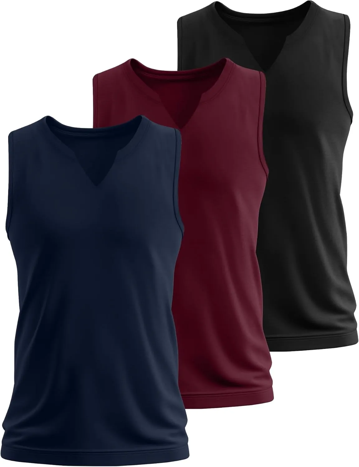 Ficerd 3 Pack Men's Big and Tall Muscle Tank Tops Cotton V Neck Sleeveless Shirts Plus Size Summer Casual Lightweight Tees
