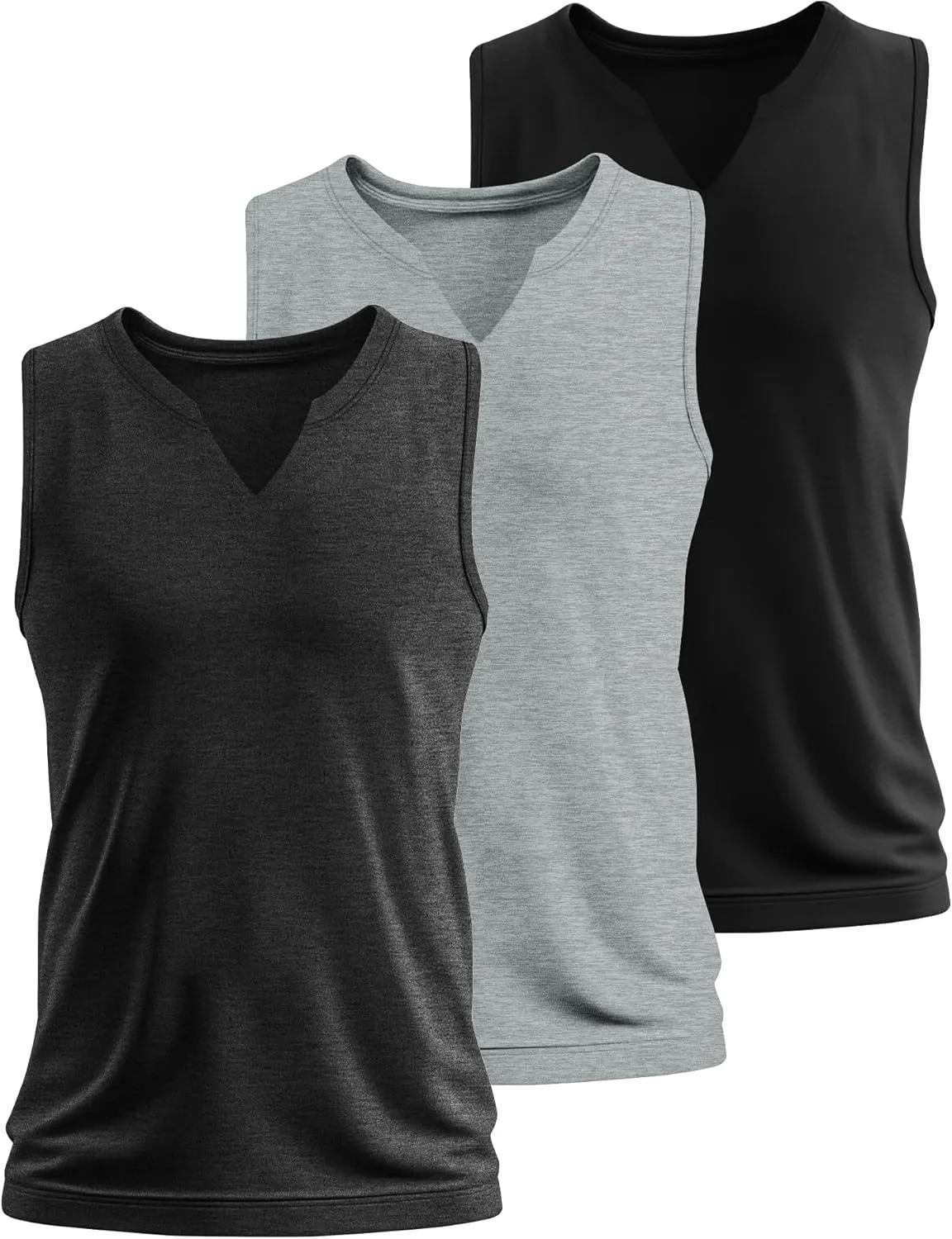 Ficerd 3 Pack Men's Big and Tall Muscle Tank Tops Cotton V Neck Sleeveless Shirts Plus Size Summer Casual Lightweight Tees