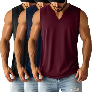 Ficerd 3 Pack Men's Big and Tall Muscle Tank Tops Cotton V Neck Sleeveless Shirts Plus Size Summer Casual Lightweight Tees