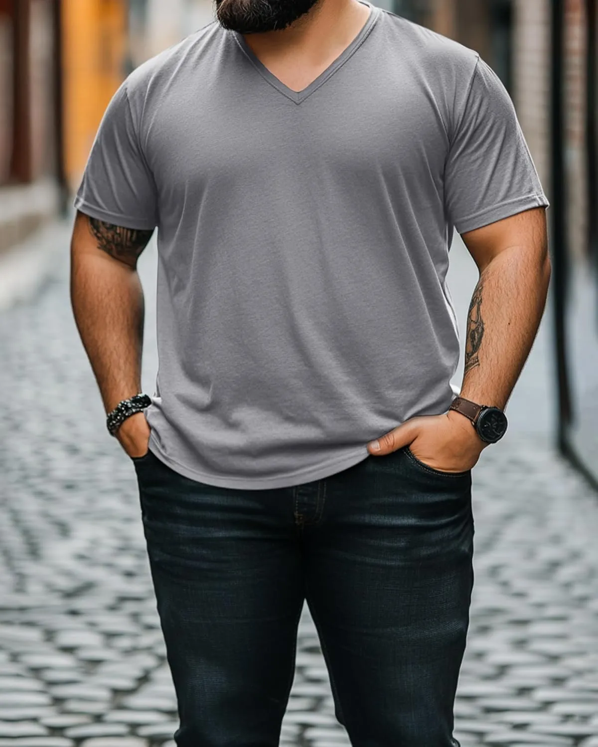 Ficerd 3 Pack Men's V Neck 95% Cotton T-Shirts M-7xl Big Tall Regular Soft Short Sleeve Basic 2025 Summer Clothes