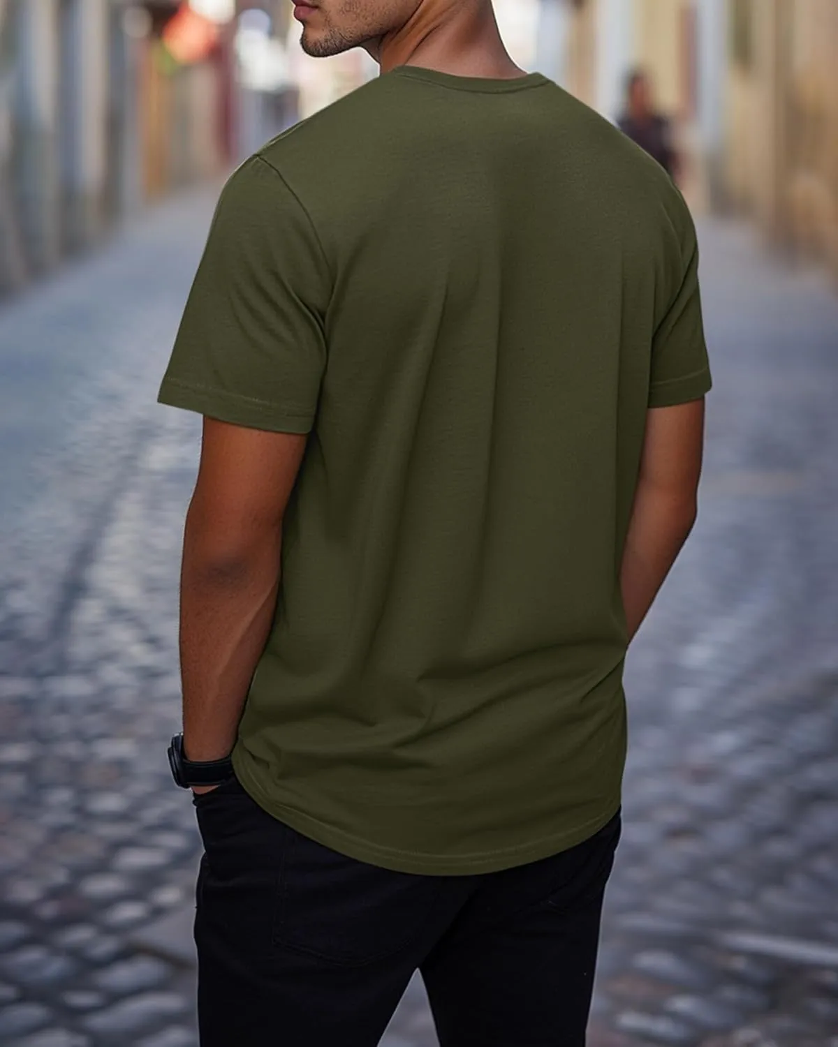 Ficerd 3 Pack Men's V Neck 95% Cotton T-Shirts M-7xl Big Tall Regular Soft Short Sleeve Basic 2025 Summer Clothes