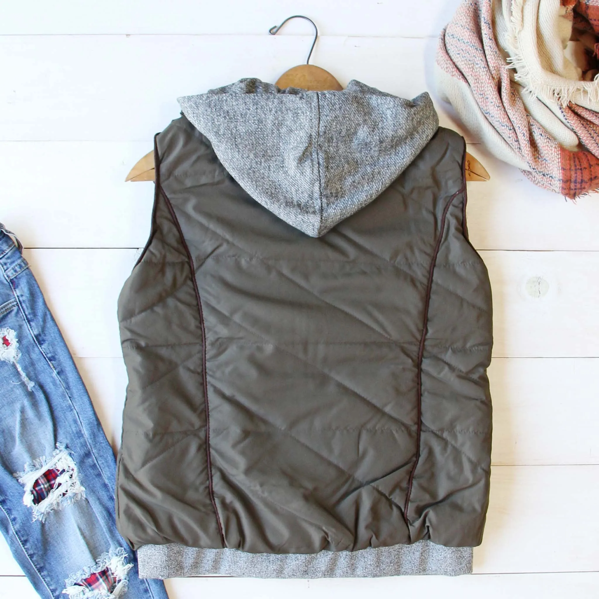 Forest Smoke Hooded Vest in Olive