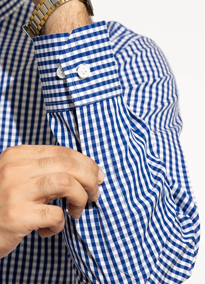 Formal Shirt - Supernova Silver Dark Blue Mini Checks
