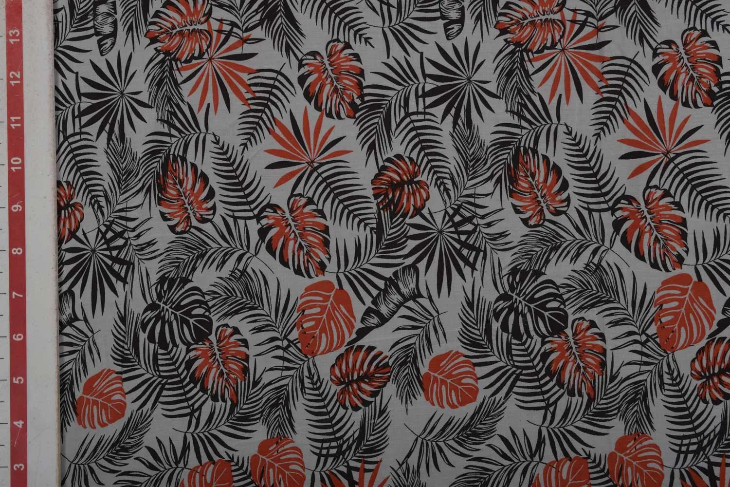 Gray & Orange Floral Viscose Modal Fabric