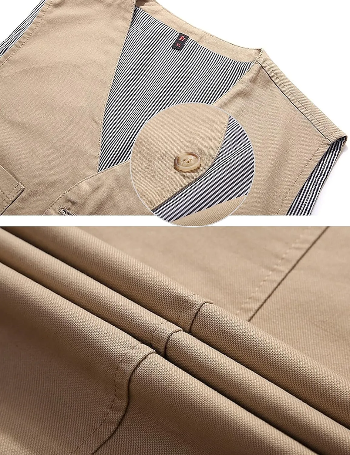 HangNiFang Men's Casual Denim Cotton Utility Vest Button Up Outdoor Pocketed Waistcoat